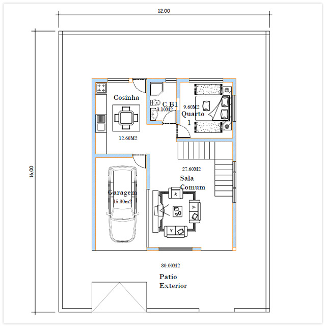 Plan du RDC Villa Caravela Cap Vert