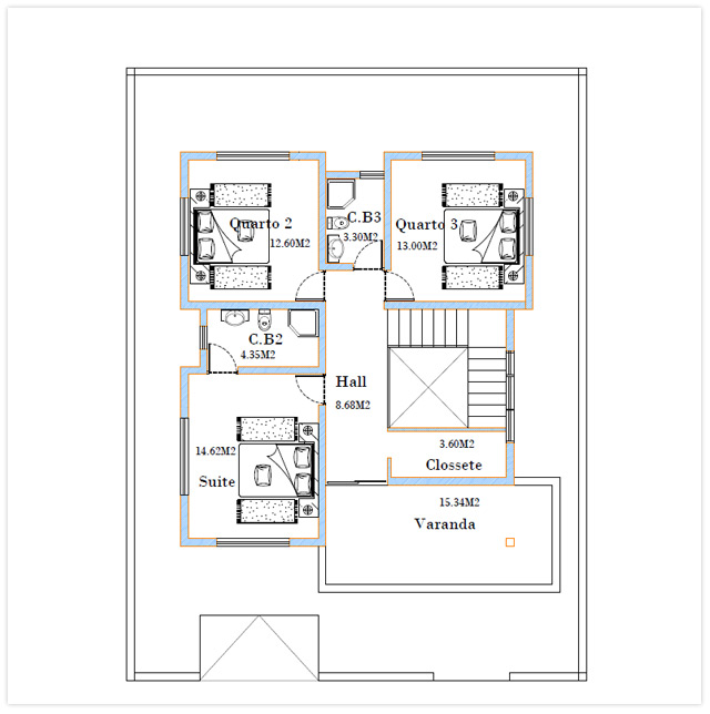 Plan du 1er étage Villa Caravela Cap Vert