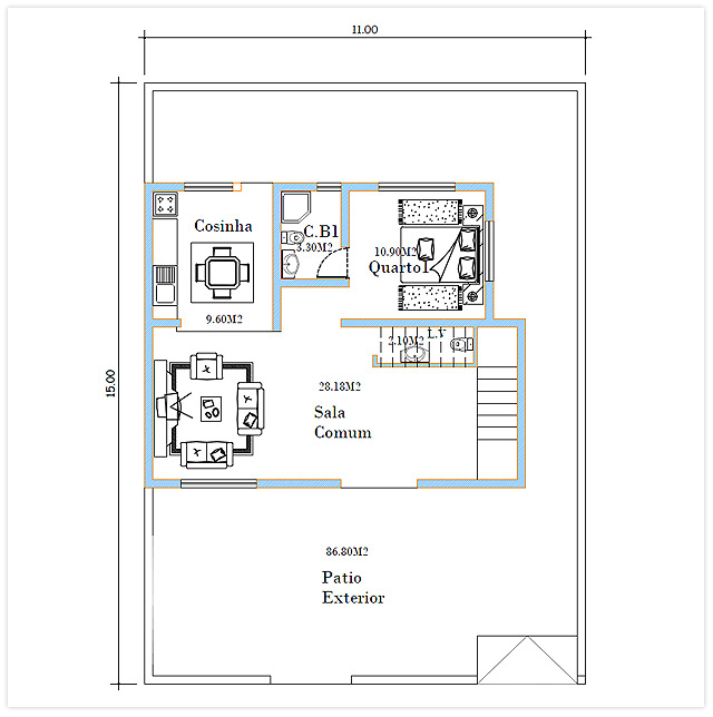 Plan du RDC Villa Caravela Cap Vert