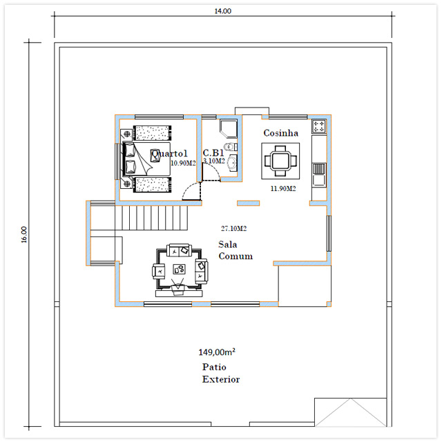 Plan du RDC Villa Caravela Cap Vert