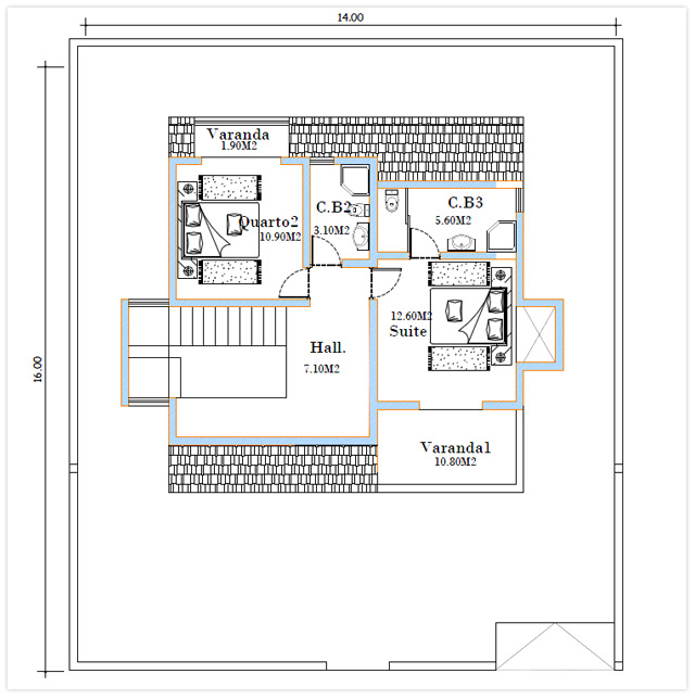 Plan du 1er étage Villa Caravela Cap Vert